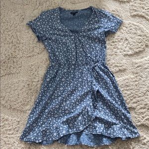 Floral Chambray Wrap Dress